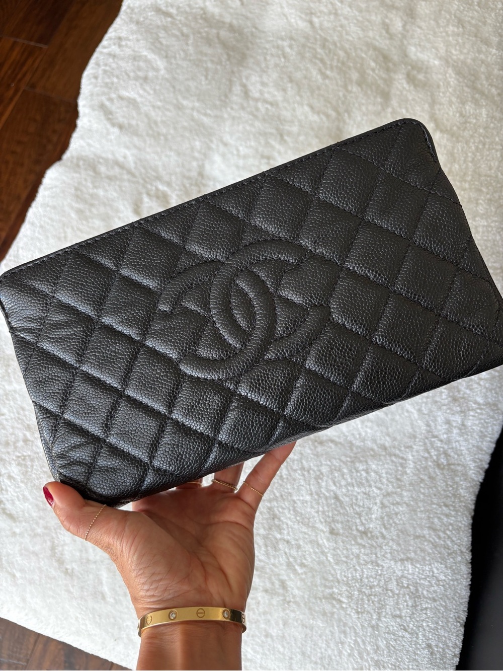 CHANEL Black Caviar Quilted Clutch Pochette A65738 12A Full Set - Picture 3 of 12